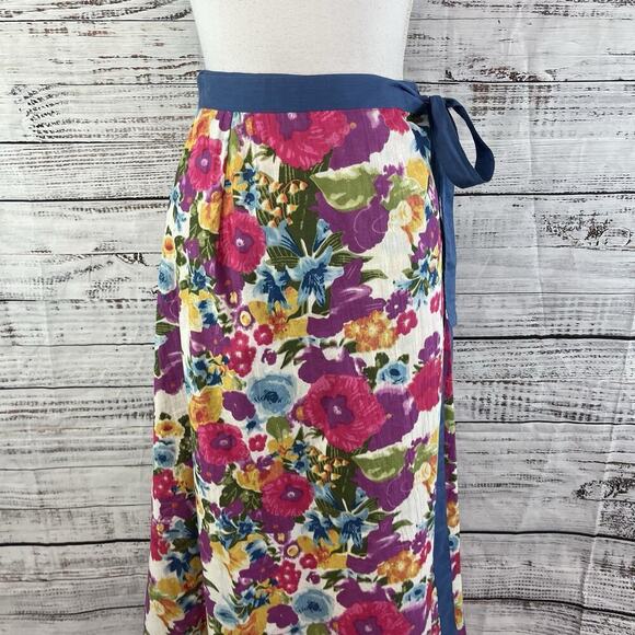 The Paragon Skirt size Small Purple Pink Floral Long A Line Wrap Boho Modest - Picture 3 of 11
